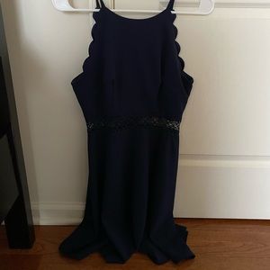 Navy blue scalloped dress